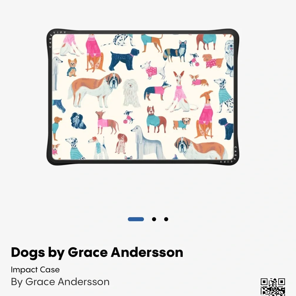Casetify Impact Case - Cream Background with Blue, Pink, Orange, Brown Dogs